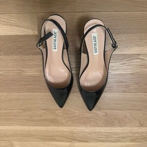 Kelly & Katie Black Leather Kitten Heels